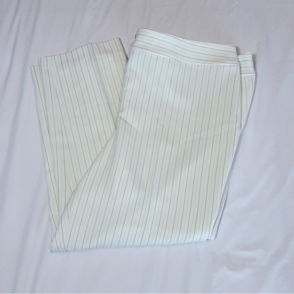 Nine West Cream with Black and Mint Green Stripped Trousers with Classic Style